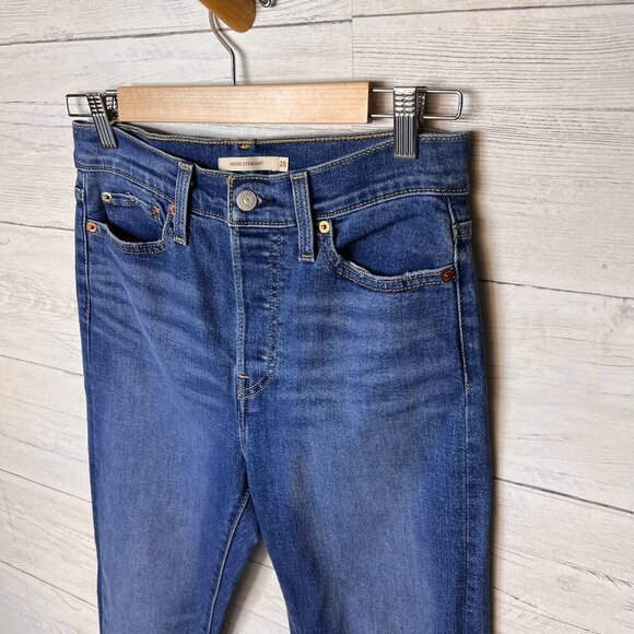 Levis Jeans Womens Size 28 Wedgie Straight Medium Wash Button Fly Stretch - Picture 9 of 16